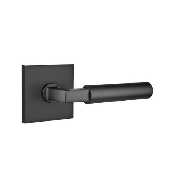 Emtek Hercules Lever Left Hand 2-3/8 in Backset Privacy w/Square Rose for 1-1/4 in to 2 in Door Flat Black 5210HECUS19LH